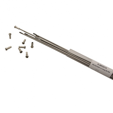 RAYON E-BIKE INOX ARGENT 2.2mm L 274mm TETE COUDEE AVEC ECROU (TUBE DE 10)