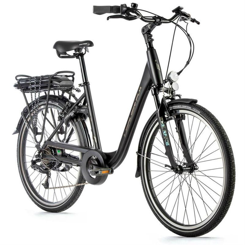 VELO ELECTRIQUE/VAE CITY 26 LEADER FOX LATONA 2022 MIXTE NOIR MAT 7V MOTEUR ROUE AR BAFANG 36V 45Nm BATTERIE 13Ah