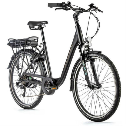 VELO ELECTRIQUE/VAE CITY 26 LEADER FOX LATONA 2022 MIXTE NOIR MAT 7V MOTEUR ROUE AR BAFANG 36V 45Nm BATTERIE 13Ah
